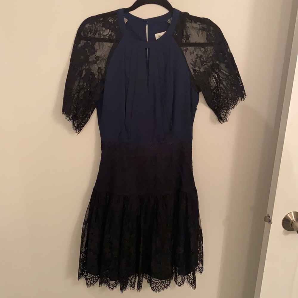 Temperley London layered blue laced dress